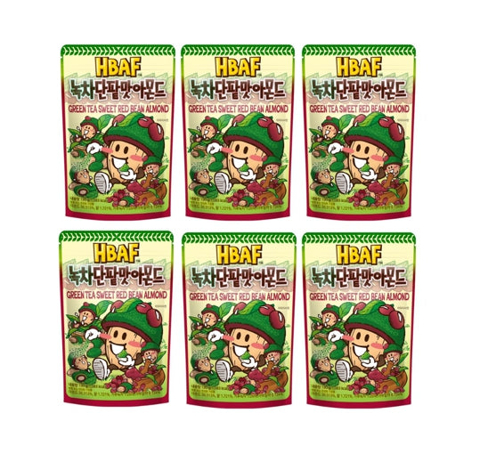 6 X HBAF Green Tea Sweet Red Bean Almond 190g from Korea by HBAF