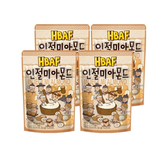 4 X HBAF Injeolmi Almond 120g from Korea by HBAF