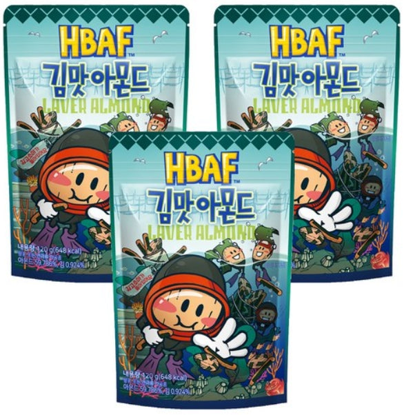 3 X HBAF Laver Almond 120g from Korea by HBAF