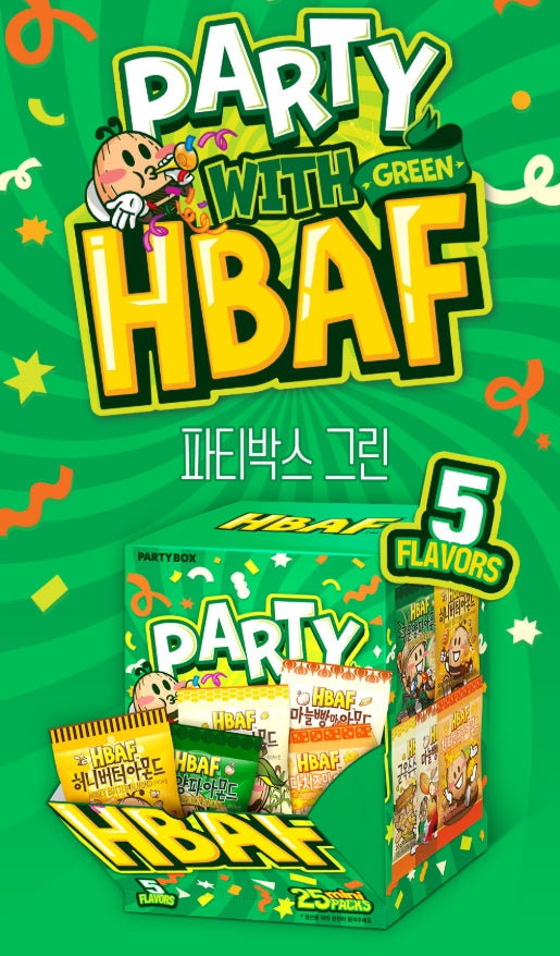 HBAF Mini Party Box Green 25 packs (5 flavors X 5 packs) from Korea by HBAF