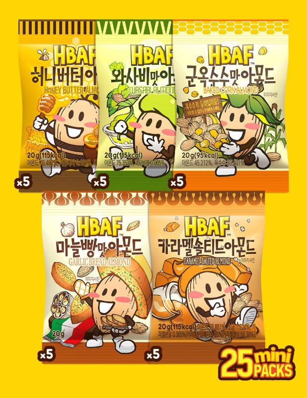 HBAF Mini Party Box Yellow 25 packs (5 flavors X 5 packs) from Korea by HBAF