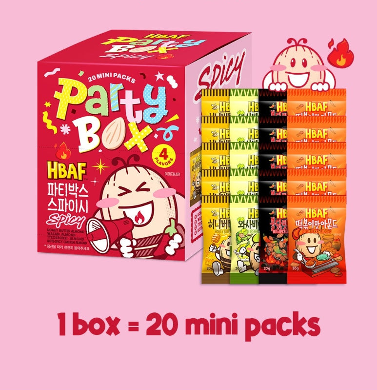 HBAF Party Box Spicy, 4 Flavors x 5 Packs from Korea