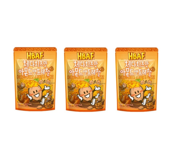 3 x HBAF Cheddar Cheese Almond & Pretzel 100g from Korea