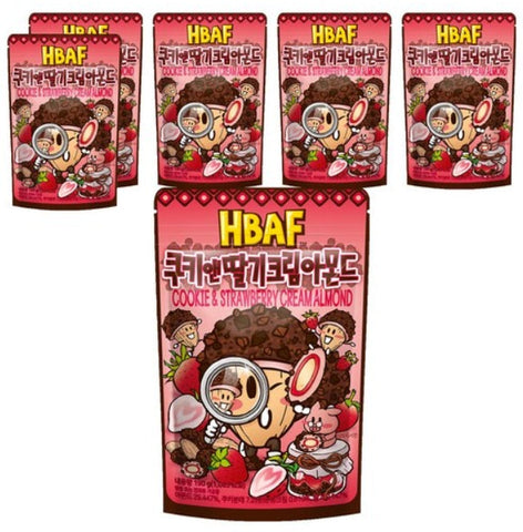 6 X HBAF Cookie & Strawberry Cream Almond 190g from Korea by HBAF