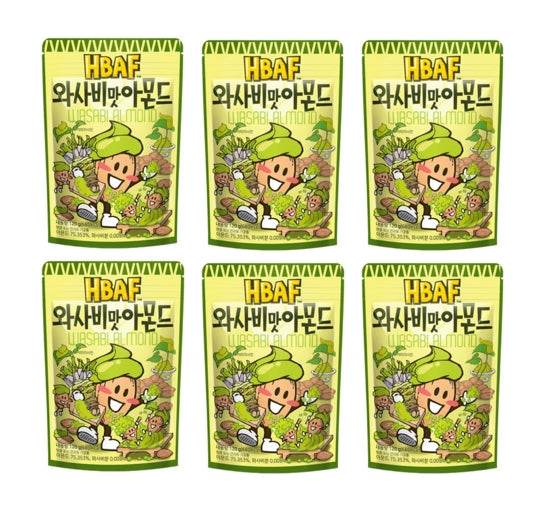 6 x HBAF Wasabi Almond 120g from Korea
