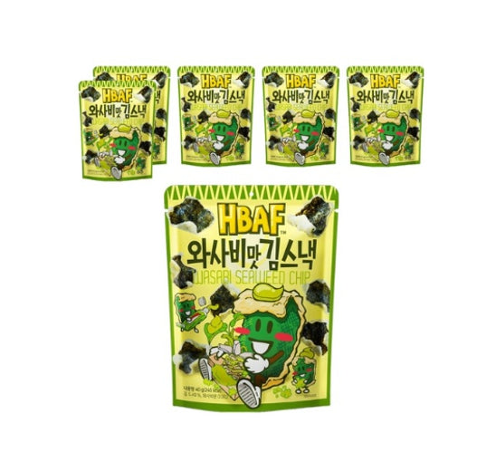 6 X HBAF Wasabi Seaweed Chip 40g from Korea by HBAF