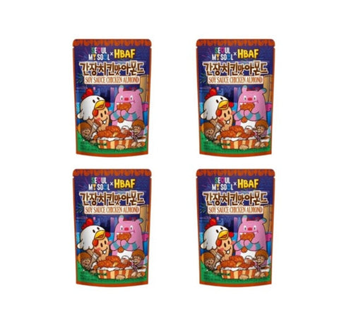 4 X HBAF Soy Sauce Chicken Almond 100g from Korea by HBAF