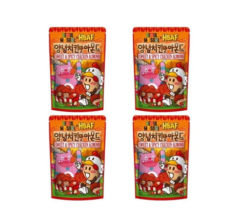 4 X HBAF Sweet & Spicy Chicken Almond 100g from Korea by HBAF
