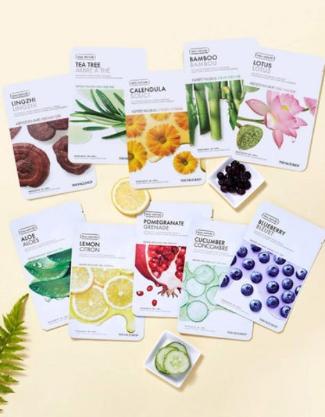 20 x THE FACE SHOP Real Nature Pomegranate Face Mask 20g – Firming & Radiance from Korea