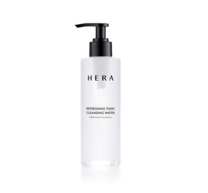 HERA Refreshing Tonic Cleansing Water for gentle makeup removal and skin hydration with a soothing, no-rinse formula