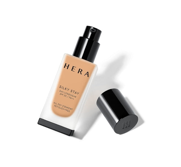 HERA Silky Stay 24H Longwear Foundation with silky, long-lasting formula for smooth, matte, and flawless skin