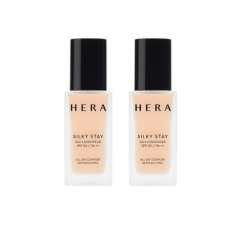 HERA Silky Stay 24H Longwear Foundation with silky, long-lasting formula for smooth, matte, and flawless skin