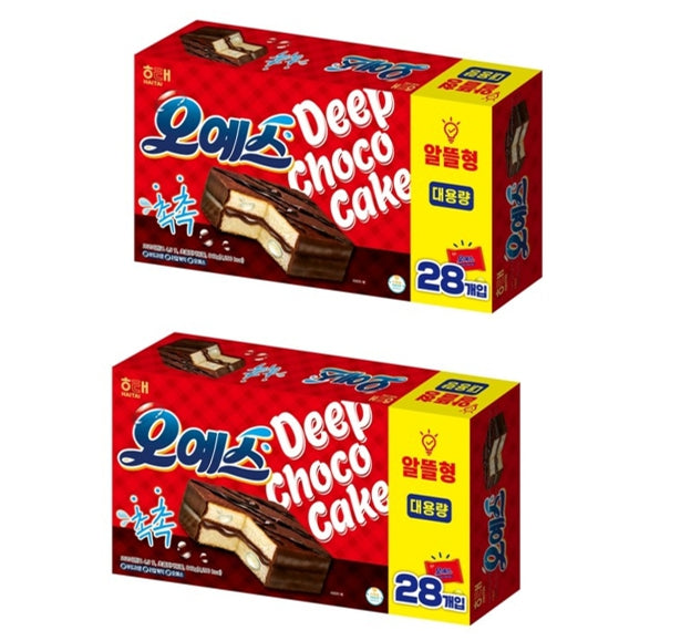 2 x Haitai Oh Yes! Original Chocolate Coated Cake (28 Pack Box) from Korea