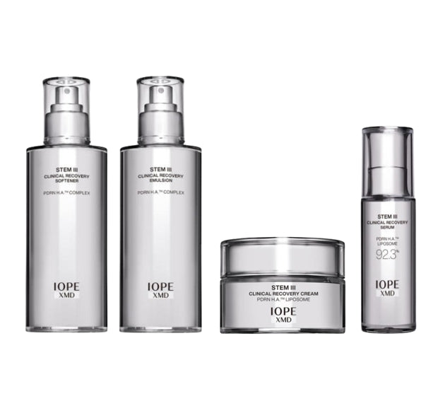IOPE XMD Stem III Clinical Recovery Softener+Emulsion+Cream+Serum Set (4 Items) + Samples(4 Items) Korea