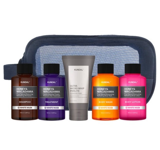 KUNDAL Travel Kit 5 Piece Set With Mesh Pouch – Feel in Seoul