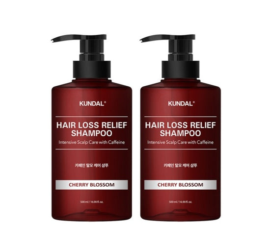 2 x KUNDAL Caffeine Anti-Hair Loss Functional Shampoo Cherry Blossom 500ml