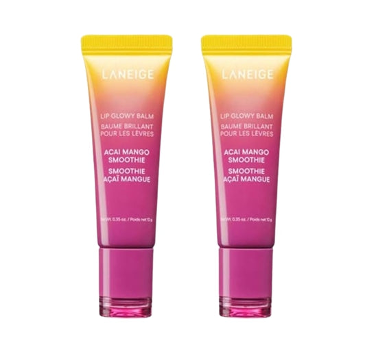 2 x LANEIGE Lip Glowy Balm Acai Mango Smoothie 10g + Samples (2 Items) from Korea