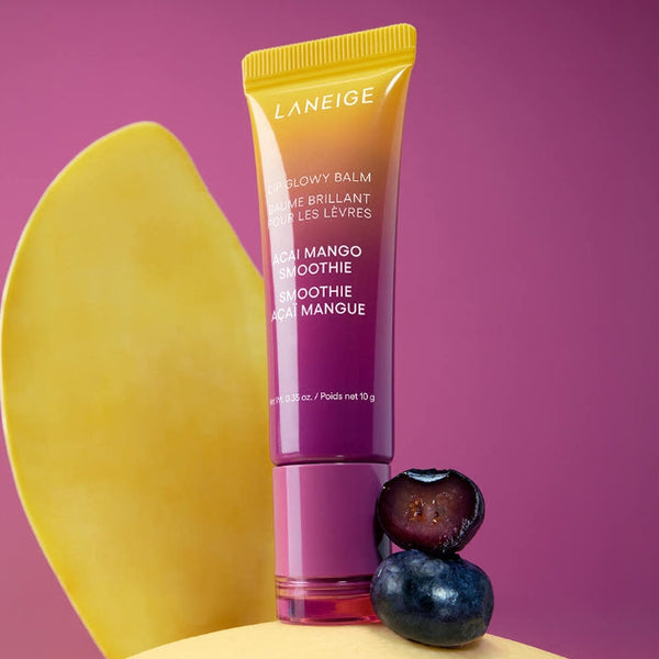 2 x LANEIGE Lip Glowy Balm Acai Mango Smoothie 10g + Samples (2 Items) from Korea