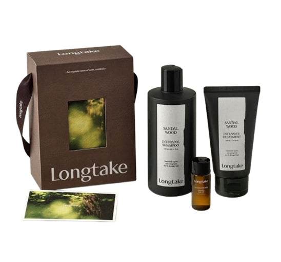 LONGTAKE Sandal Wood Intensive Hair Care Gift Set (Shampoo 300ml + Treatment 100ml + Hair Oil 15ml) from Korea