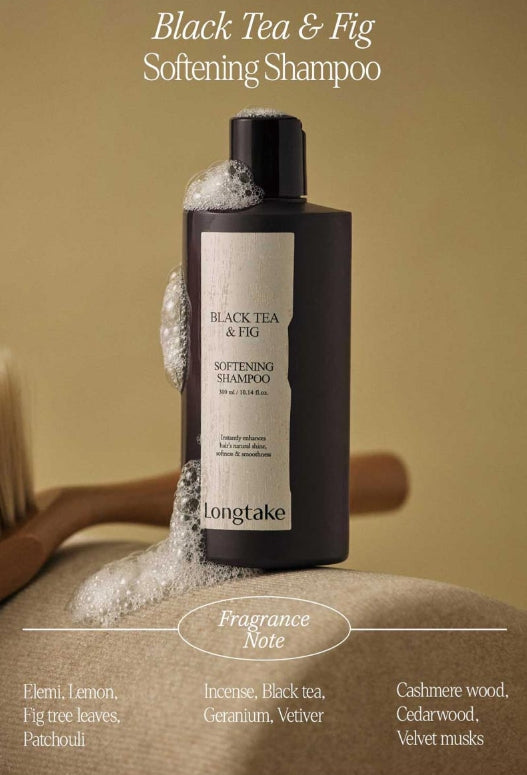 LONGTAKE Black Tea & Fig Softening Shampoo 300ml + Treatment 200ml + Hair Oil 40ml from Korea by Longtake