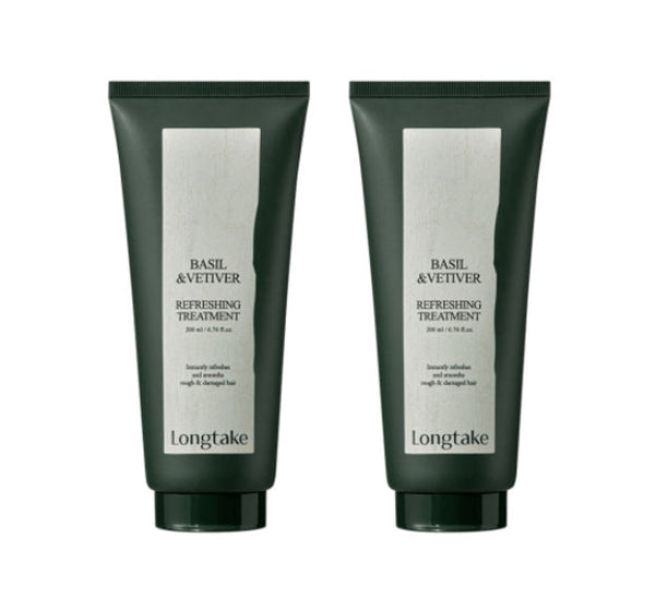 2 x LONGTAKE Basil & Vetiver Refreshing Treatment 200ml from Korea by Longtake