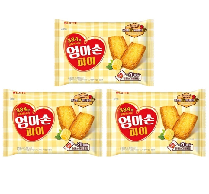 3 x Lotte Mom’s Hand Pie 254g – Crispy Korean Butter Pastry Cookies from Korea by Lotte