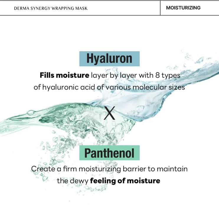 10 x MEDIHEAL Derma Synergy Wrapping Mask - Moisture (Hyaluron x Panthenol) from Korea