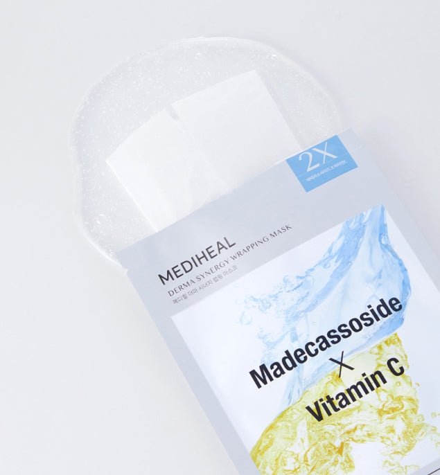10 x MEDIHEAL Derma Synergy Wrapping Mask - Toning (Madecassoside x Vitamin C) from Korea