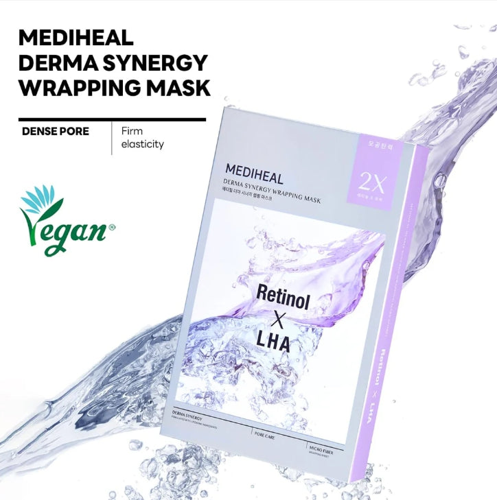 20 x MEDIHEAL Derma Synergy Wrapping Mask - Pore (Retinol x LHA) from Korea