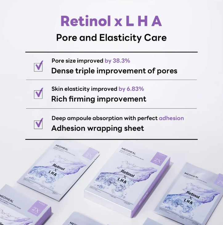 20 x MEDIHEAL Derma Synergy Wrapping Mask - Pore (Retinol x LHA) from Korea
