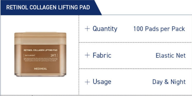 MEDIHEAL Retinol Collagen Lifting Pad 100 Pads from Korea