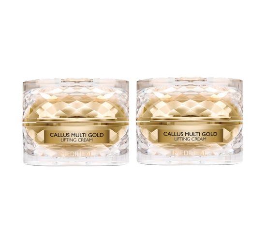 Two jars of Callus Multi Gold Lifting Cream on a white background