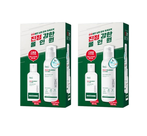 2 x [MEN] Dr.G Red Blemish for Men All In One Fluid + Clear Skin Wash Set (2 Items) from Korea