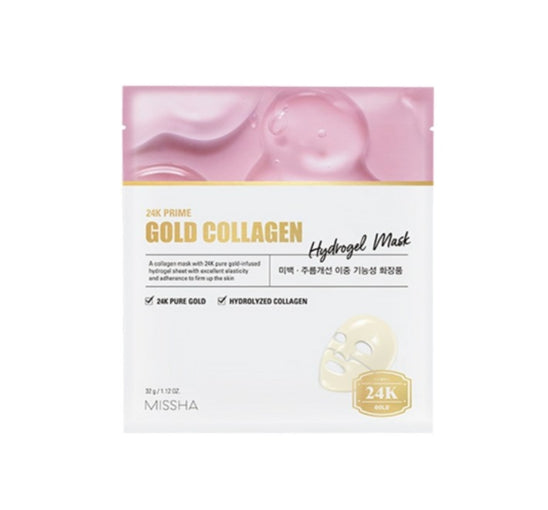 4 x MISSHA 24K Prime Gold Collagen Hydrogel Mask - Radiant & Firming Mask from Korea