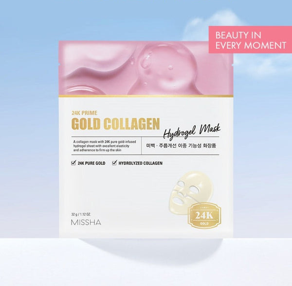 4 x MISSHA 24K Prime Gold Collagen Hydrogel Mask - Radiant & Firming Mask from Korea