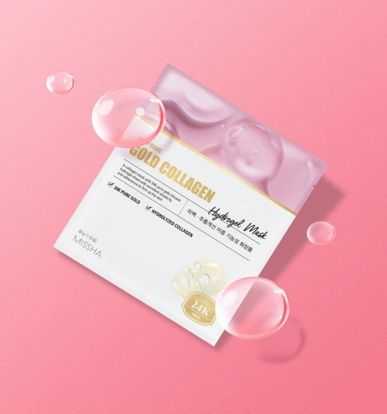 4 x MISSHA 24K Prime Gold Collagen Hydrogel Mask - Radiant & Firming Mask from Korea