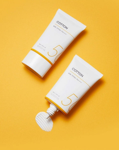 2 x MISSHA All Around Safe Block Cotton Sun Cream 50ml SPF50+ PA++++, Mineral Sunscreen from Korea