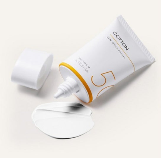 2 x MISSHA All Around Safe Block Cotton Sun Cream 50ml SPF50+ PA++++, Mineral Sunscreen from Korea