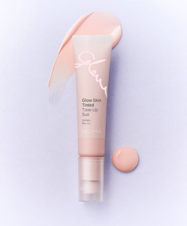 MISSHA Glow Skin Tinted Tone-Up Sun 30ml SPF50+ PA++++ - Glowing Pink Sunscreen from Korea