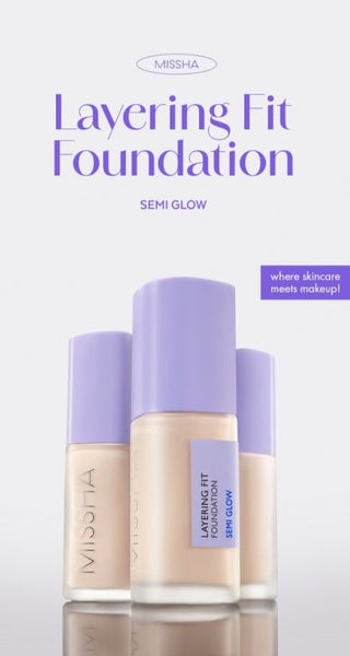 2 x MISSHA Layering Fit Semi Glow Foundation 35ml (#21 Vanilla) - Natural Radiant Base from Korea