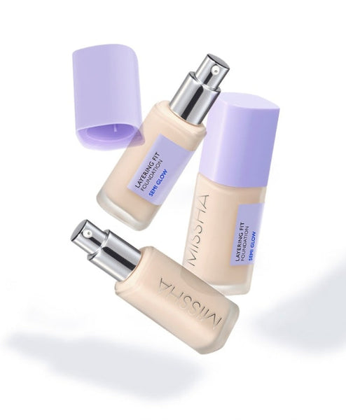 2 x MISSHA Layering Fit Semi Glow Foundation 35ml (#21 Vanilla) - Natural Radiant Base from Korea