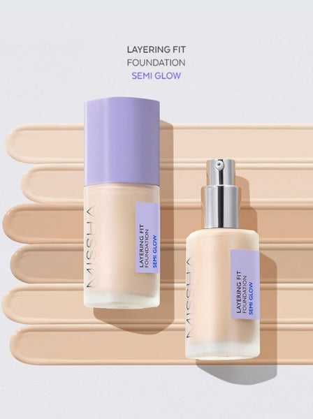 2 x MISSHA Layering Fit Semi Glow Foundation 35ml (#21 Vanilla) - Natural Radiant Base from Korea