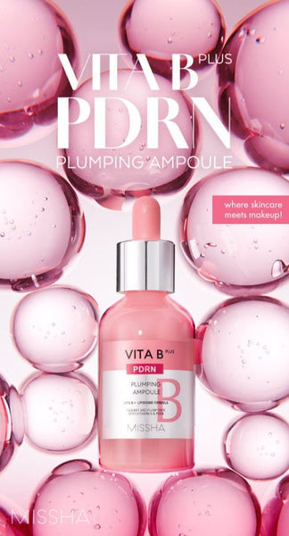 2 x MISSHA Vita B Plus PDRN Plumping Ampoule 30ml - Firming & Radiance Serum from Korea
