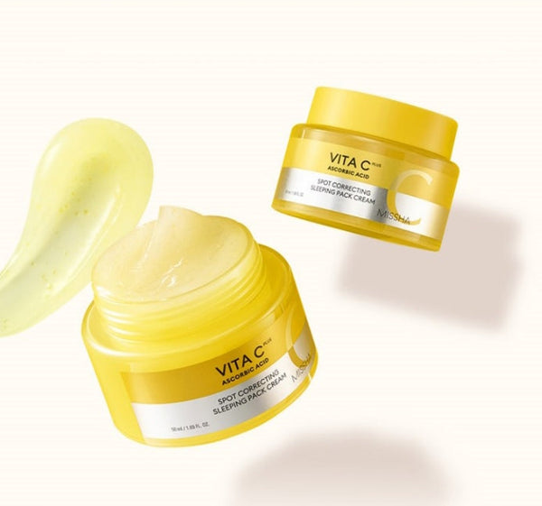 2 x MISSHA Vita C Plus Spot Correcting Sleeping Pack Cream 50ml - Brightening Overnight Treatment from Korea