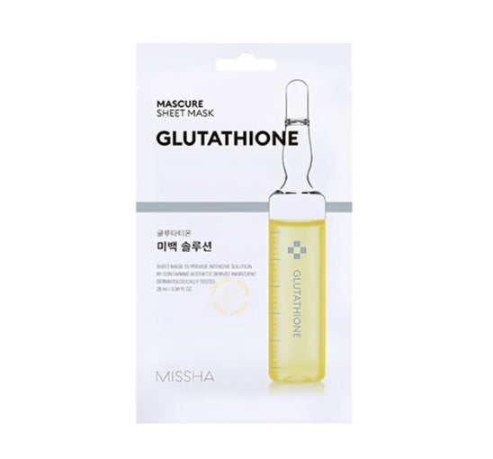 12 x MISSHA Mascure Sheet Mask (Glutathione) - Brightening & Calming K‑Beauty Mask from Korea