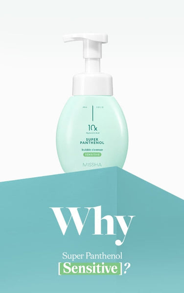 2 x MISSHA Super Panthenol Bubble Cleanser 200ml (Sensitive) - Gentle Moisture Foam from Korea