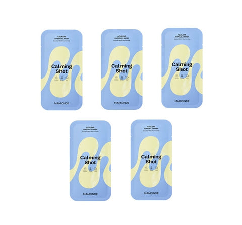 Five packages of MAMONCE Calming Shot on a white background