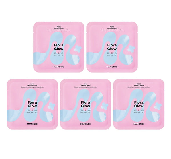5 x Mamonde Flora Glow Rose Marble Mask 36g from Korea
