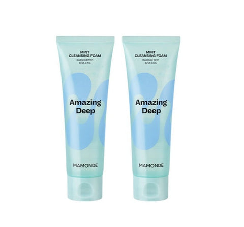 Two tubes of Mamonde Mint Cleansing Foam on a white background