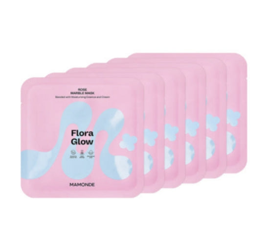 6 x Mamonde Flora Glow Rose Marble Mask Sheet 36g from Korea